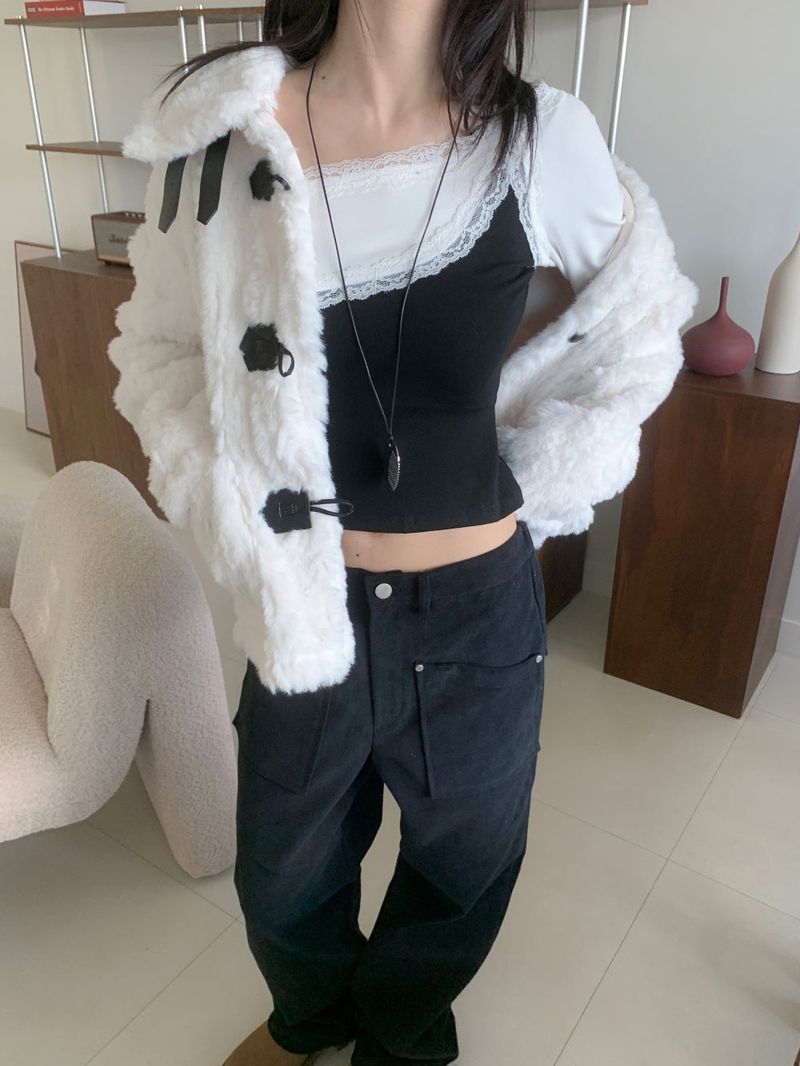 Coco Duffle High-Neck Short Fur Jacket