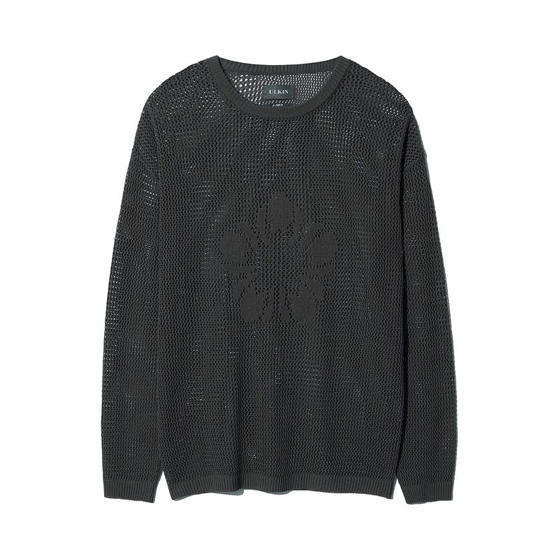 ULKIN（オルキン）の「[ULKIN] MUGUNG Crochet Knit Pullover_Charcoal（Tops）」
