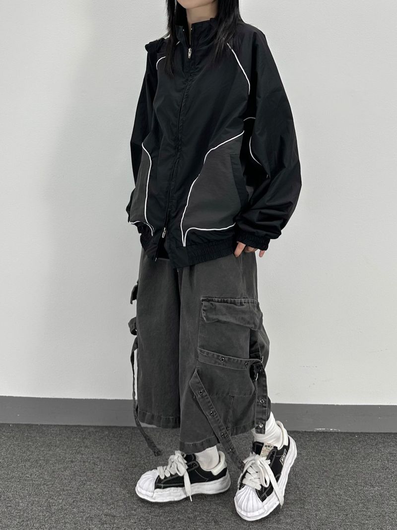 パイピング メッシュ ブルゾン ジャケット