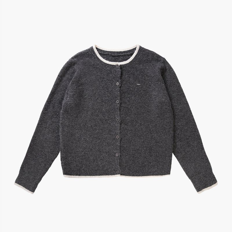LINE BOUCLE KNIT CARDIGAN (DEEP GRAY)