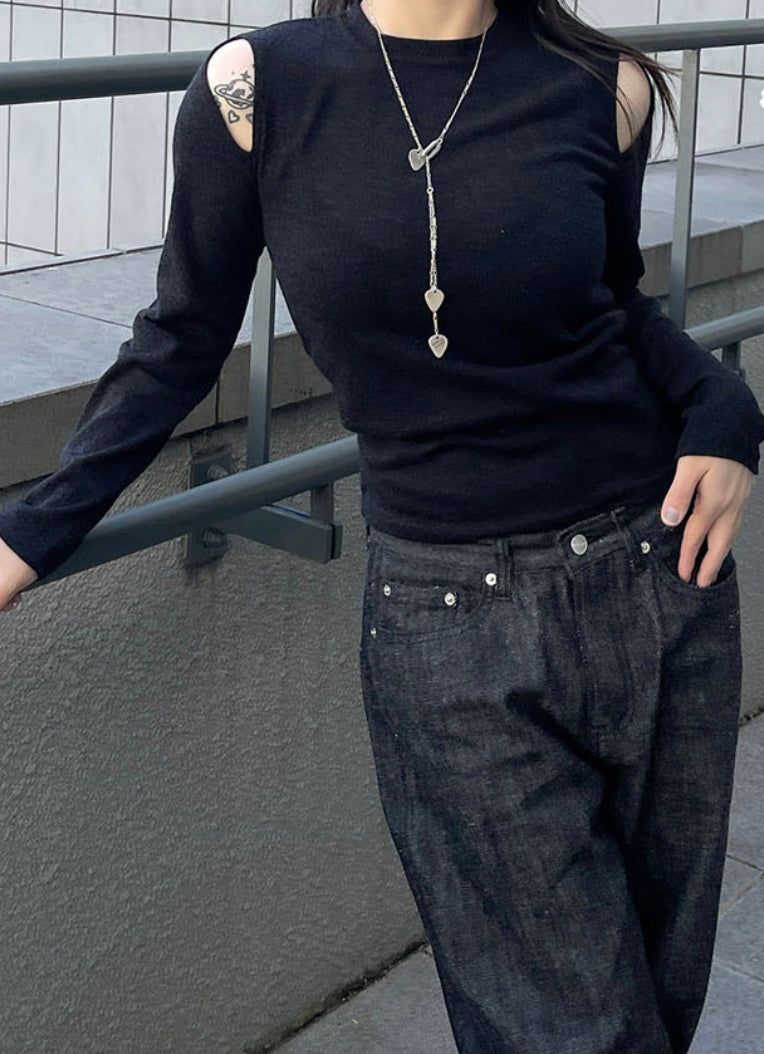 cut out shoulder long sleeve
