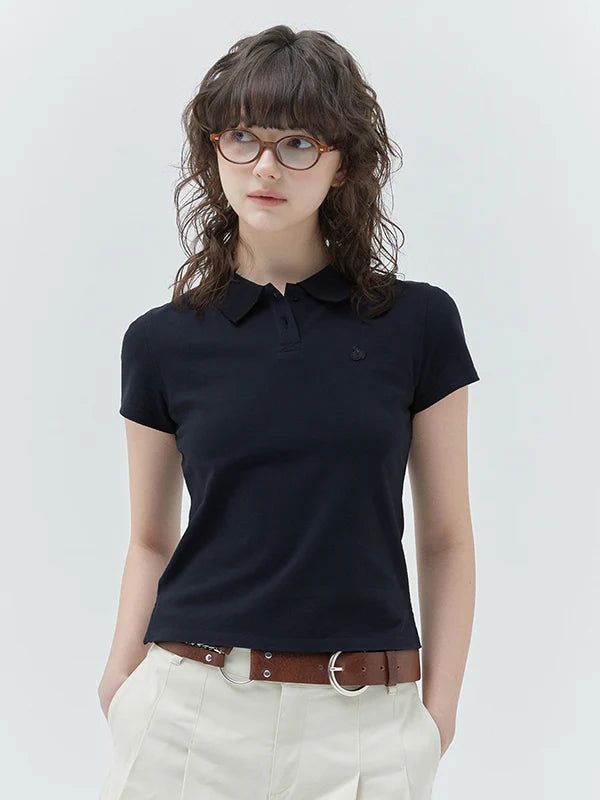 KIRSH（キルシー）の「KIRSH プレーンスリムフィットピケTシャツ【ダークネイビー】（トップス）」