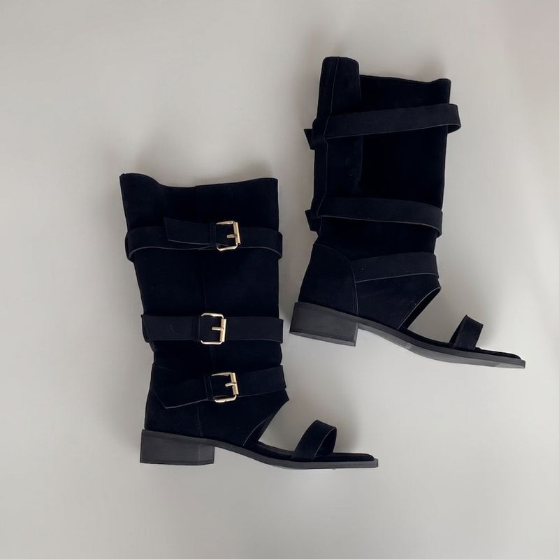 Log Open-toe Two-way Belt Summer Flap Boots