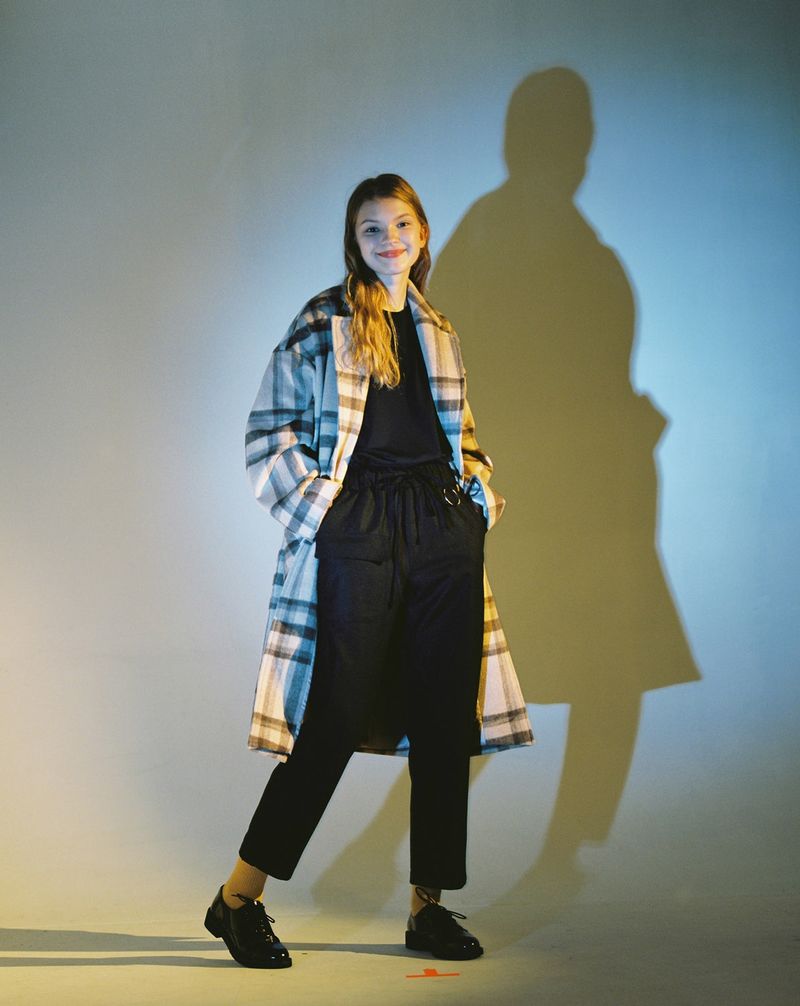 OVERSIZE WOOL CHECK ROBE COAT (Beige)