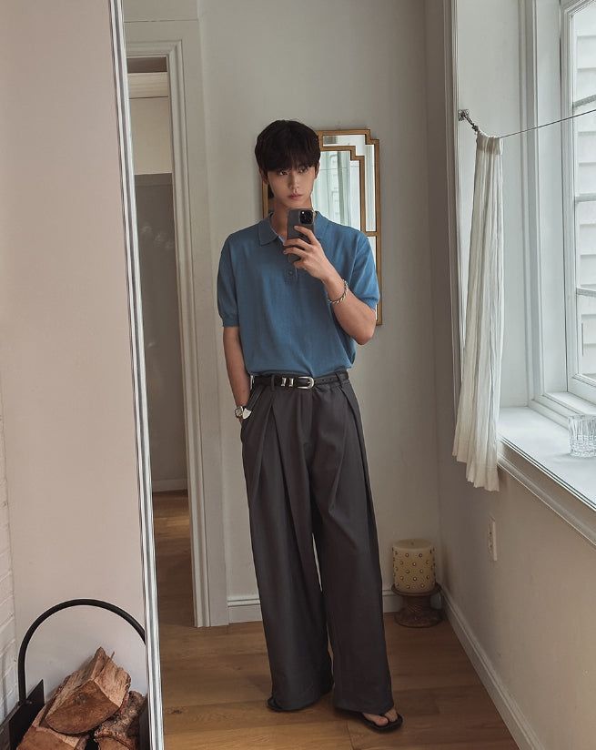 Summer Cooling Deep-Tuck Wide Slacks