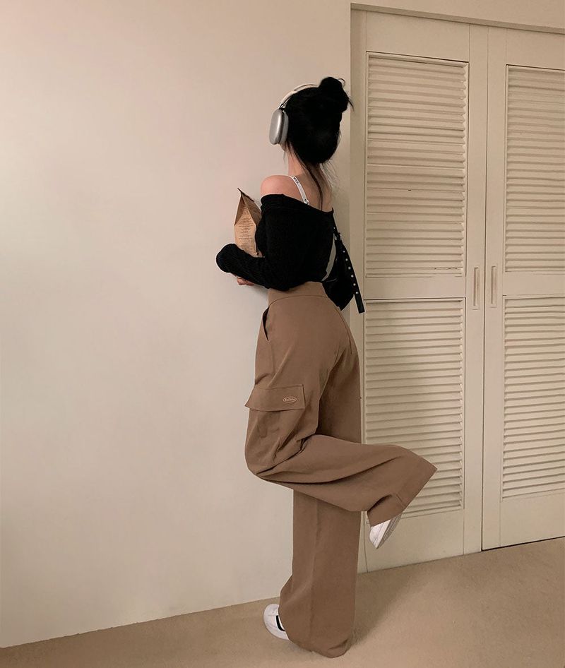 [BELLIDE MADE] suede pocket wide cargo pants