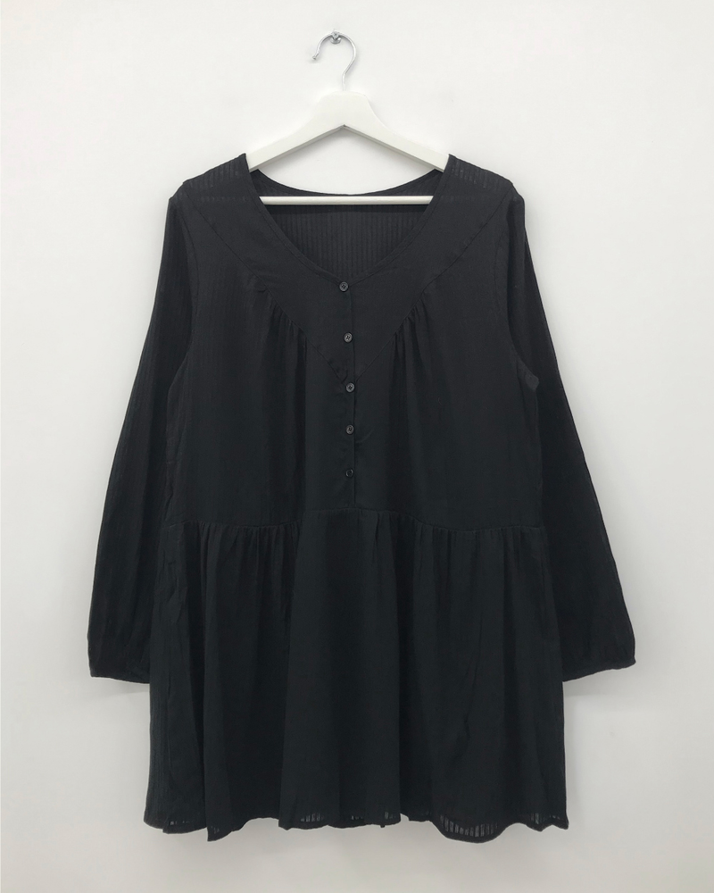 Raye V-neck Blouse Dress (2color)