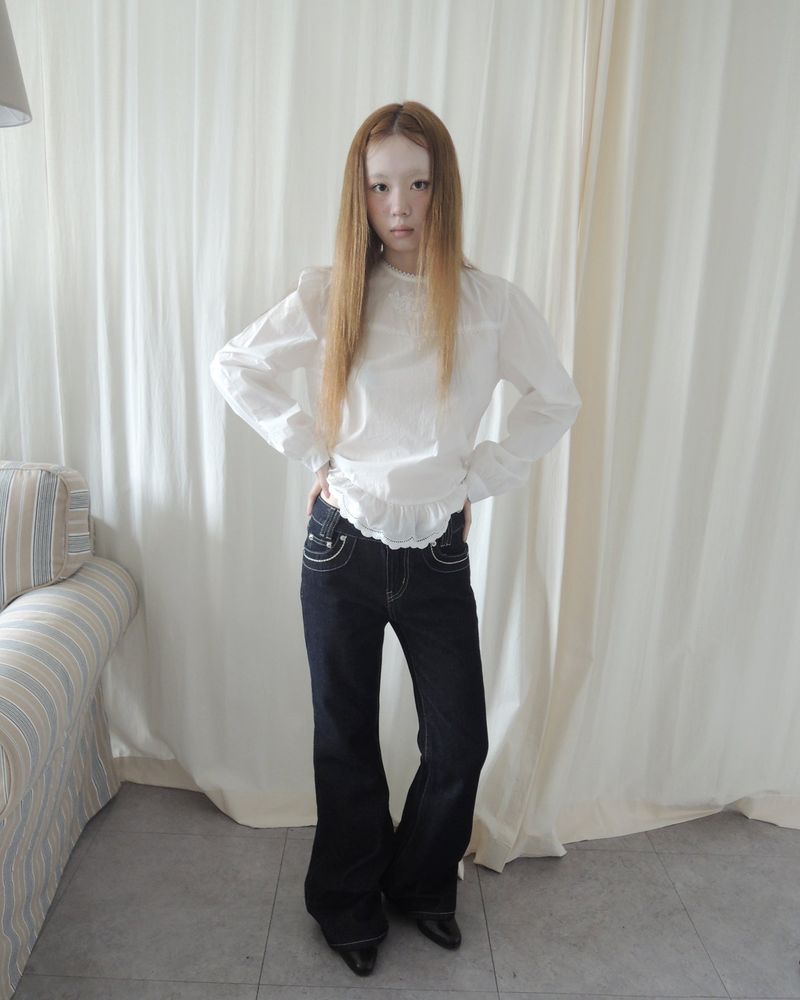 STITCH BOOTCUT DENIM PANTS