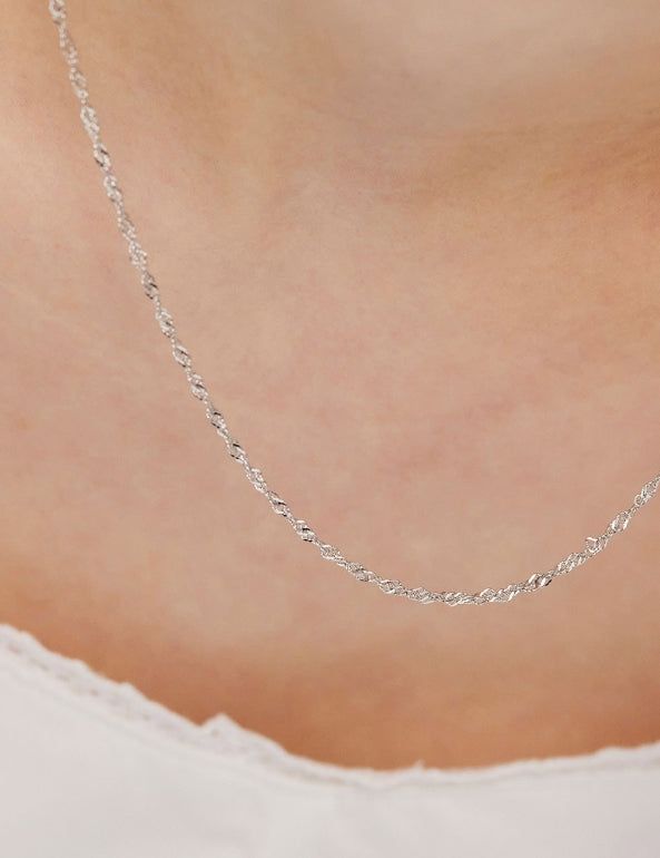 26SS★ Precise Silver (C) Double Rope Chain Necklace