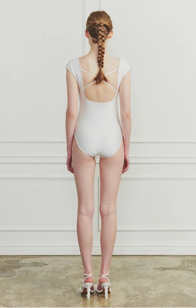 DEW COWL SWIMSUIT white