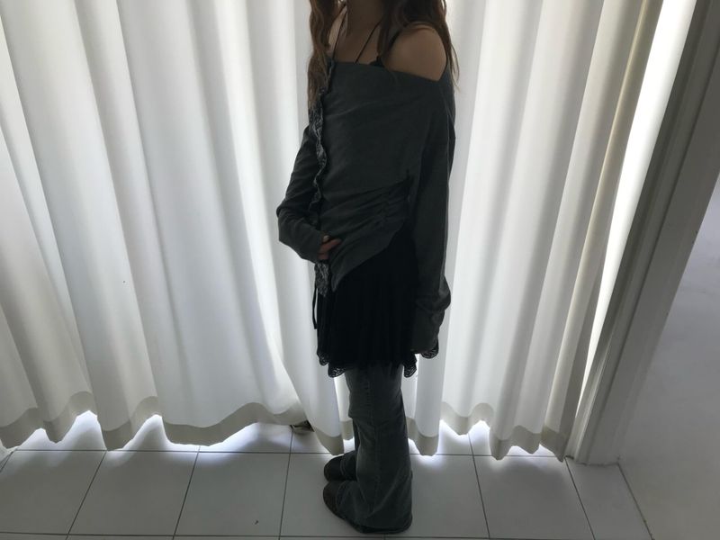 vintage flower shirring cardigan