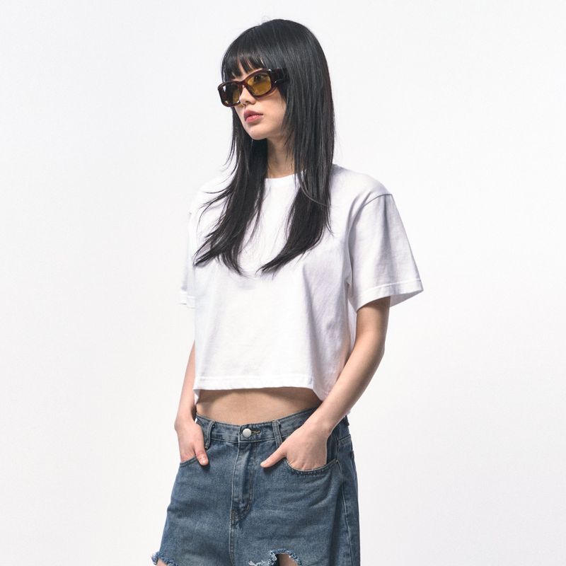 C Wear by the Genius(シーウェア バイザジーニアス)の「Oversized Crop T-Shirt White(Tops)」