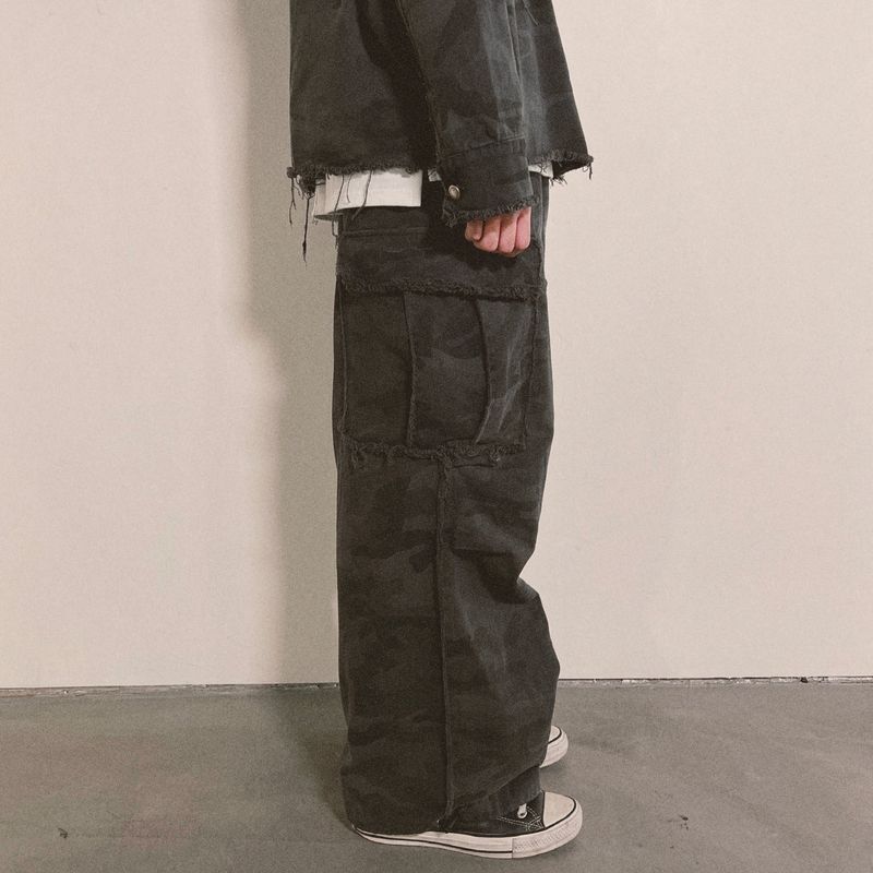 grunge camouflage cargo pants_charcoal