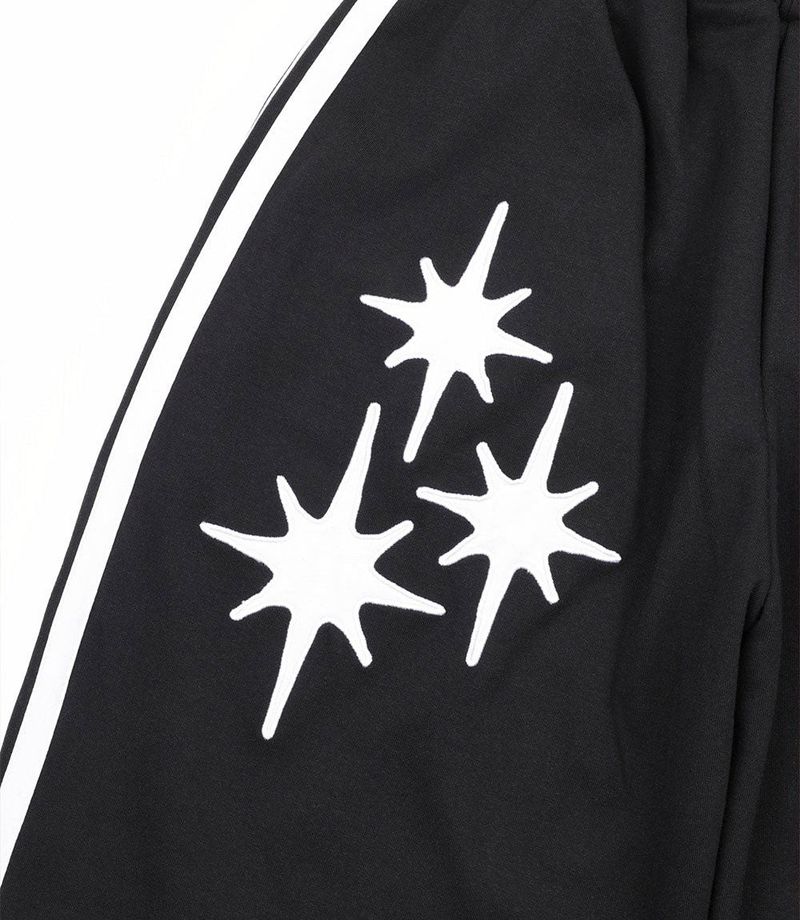 Star Piping Track Balloon Sweat Pants - Black