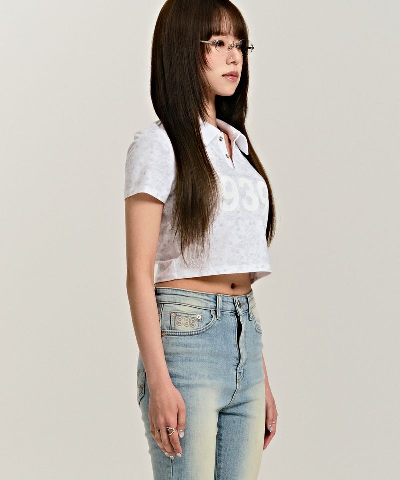 939 LOGO COLLAR CROP TOP (FLOWER)