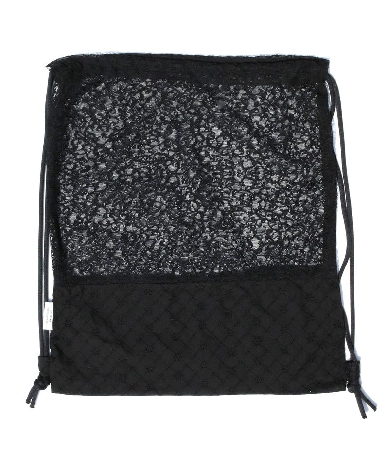  Lace Drawstring Bag - Black