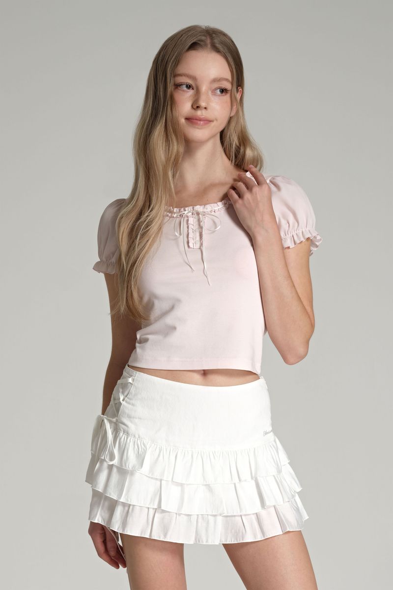 Sheer flow frill skirt