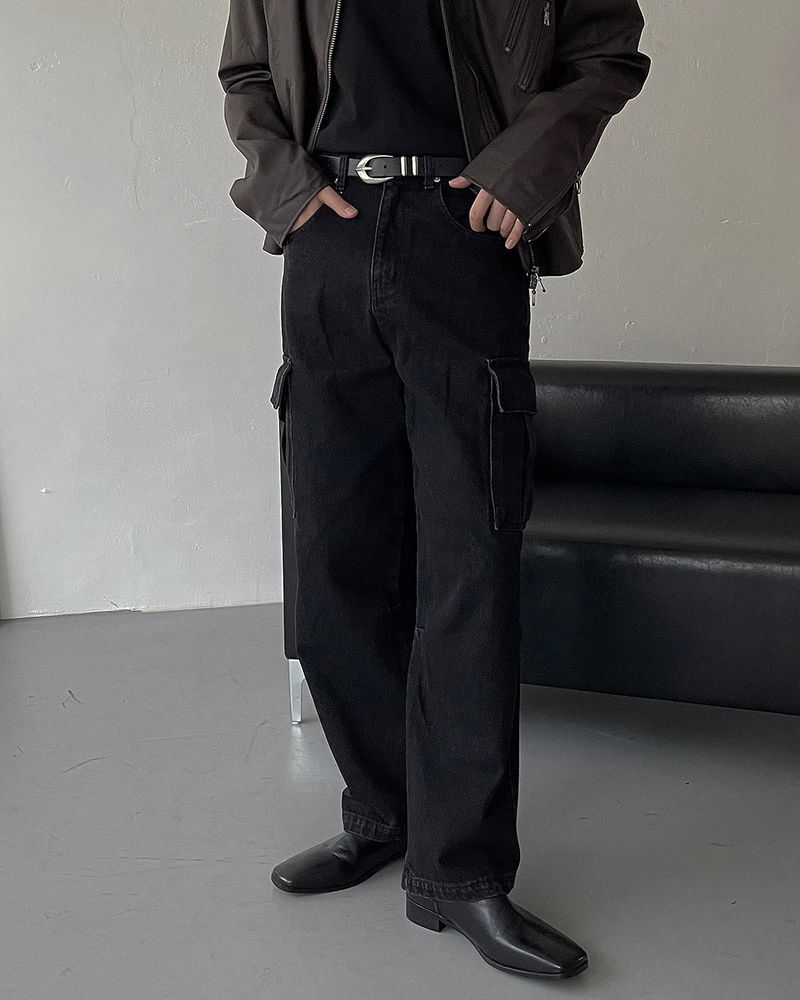 EN Black Denim Cargo Pants (S ~ L)