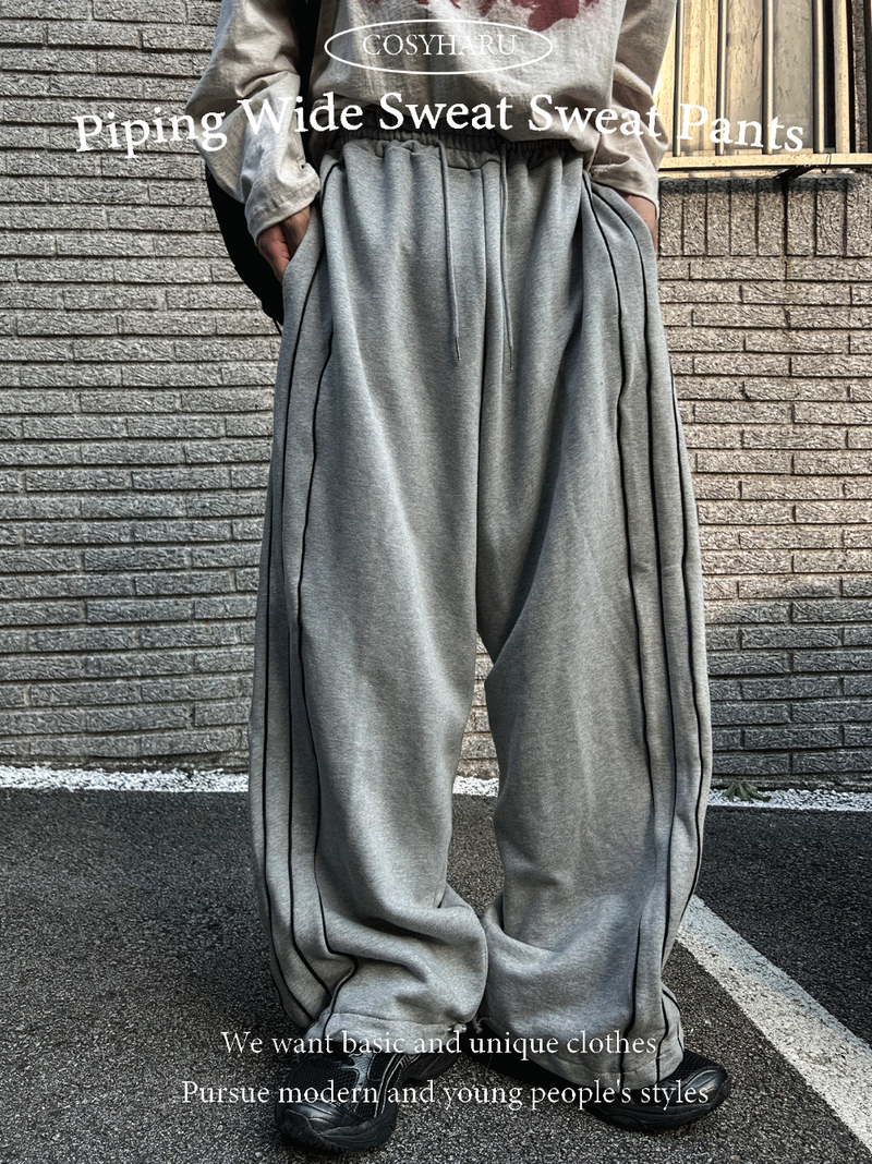 COSYHARU(コシハル)の「Piping Wide Sweat Sweat Pants(Pants)」