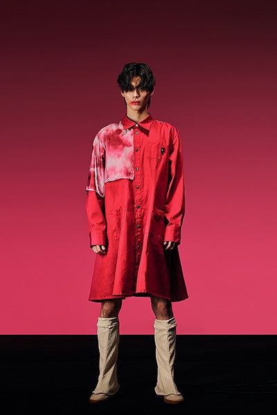 Reculer（ルキュレ）の「シースルーケープディテールロングスカート（レッド）（トップス）」