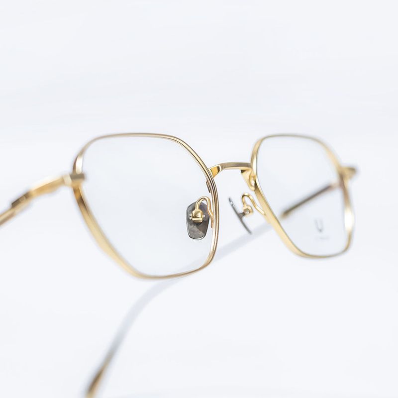 Knouun Square titanium glasses CODE. 102. A Yellow Glod