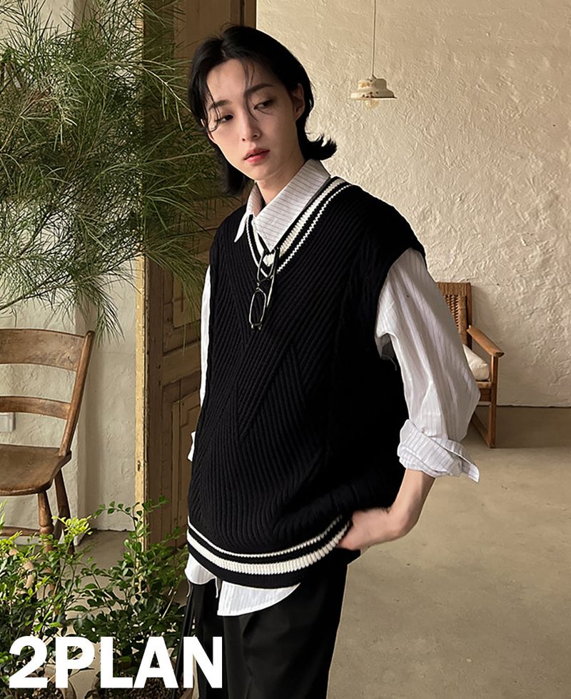 2PLAN（ツープラン）の「プレピーVネックベスト (2 color)（Tops）」