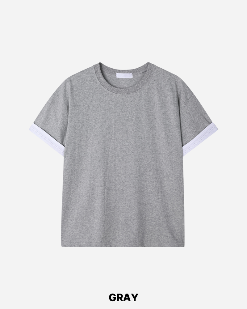 Duet Crop Roll-up Short Sleeve T