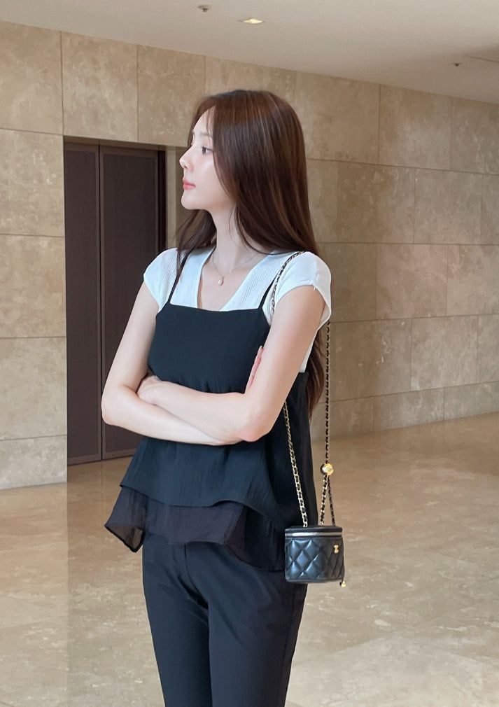Mully Chiffon Layered Bustier Blouse