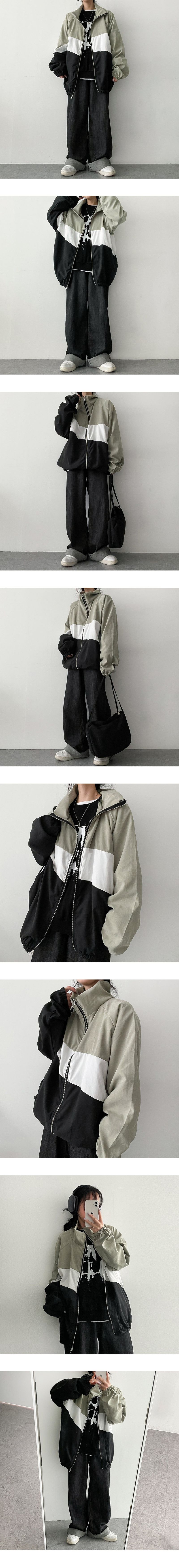 Bokin Boxy Color Zip-Up Jumper