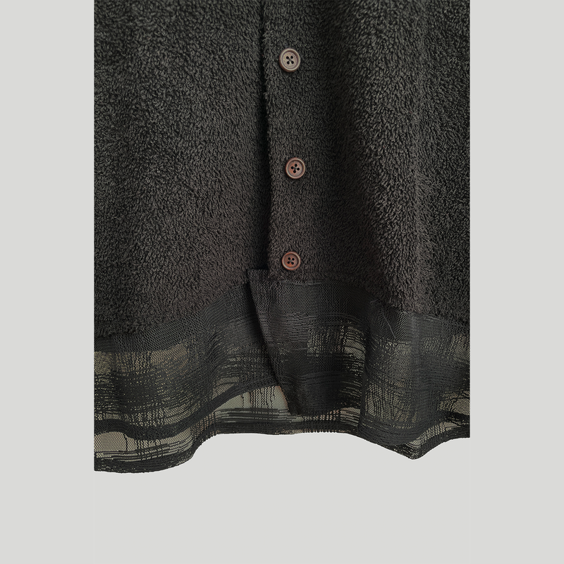 CHECK LAYERED TERRY CARDIGAN