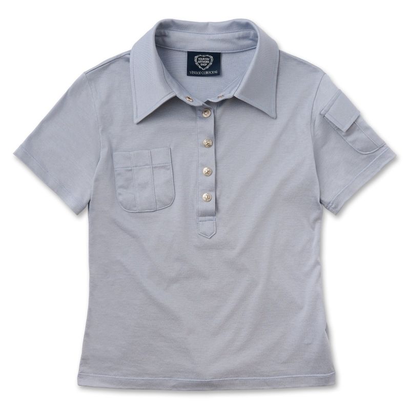VISUAL COLLECTOR（ビジュアルコレクター）の「Star Stud Pocket Collar Tee [Gray Blue]（Tops）」