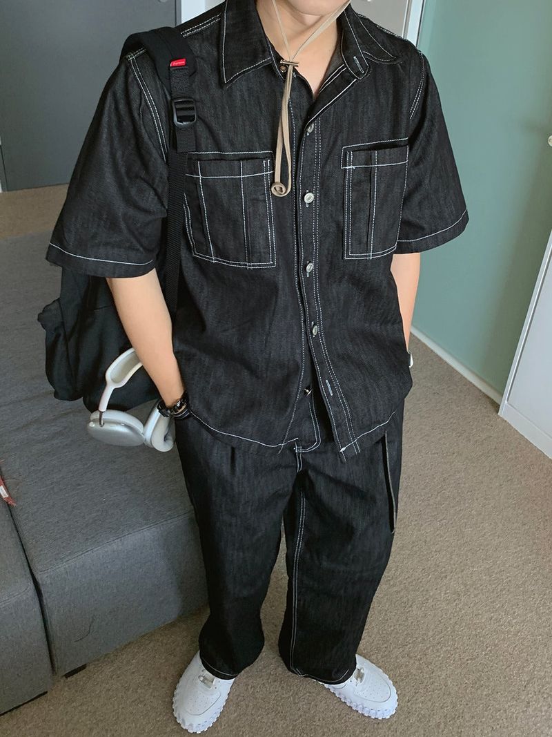 Tension Crush Linen Half Denim Jacket (2color)