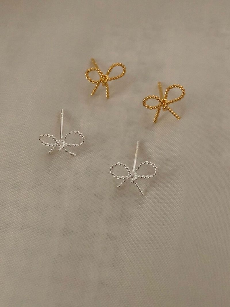 (silver925) Ribbon earrings