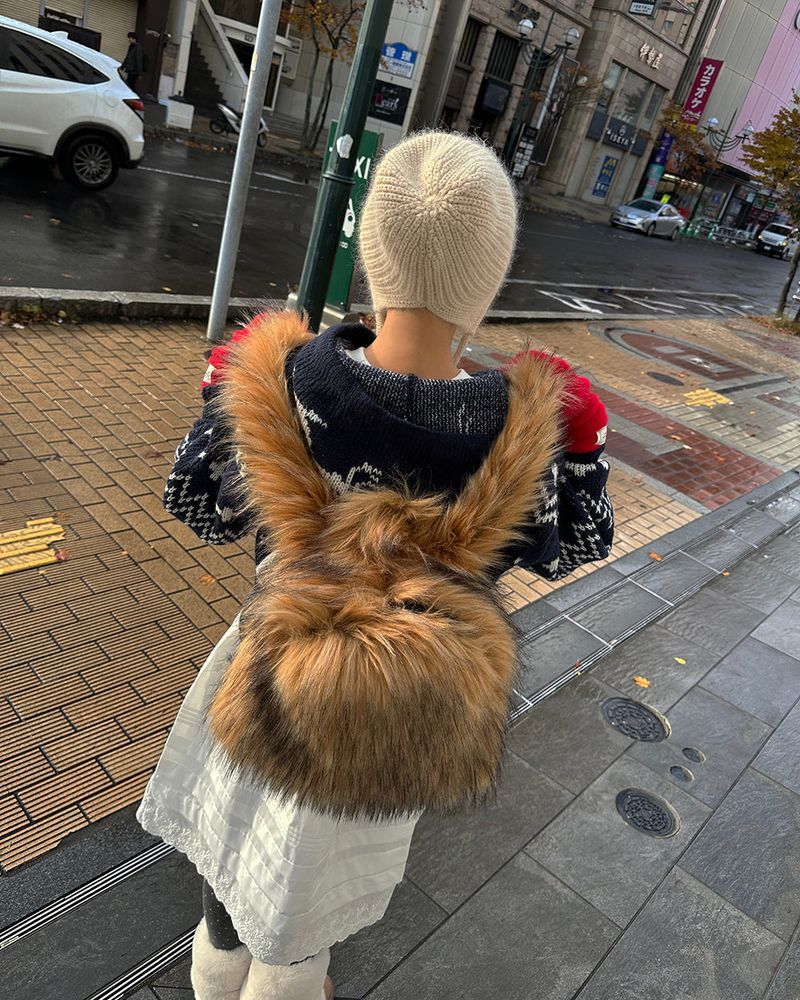 Angora knit earring bonnet