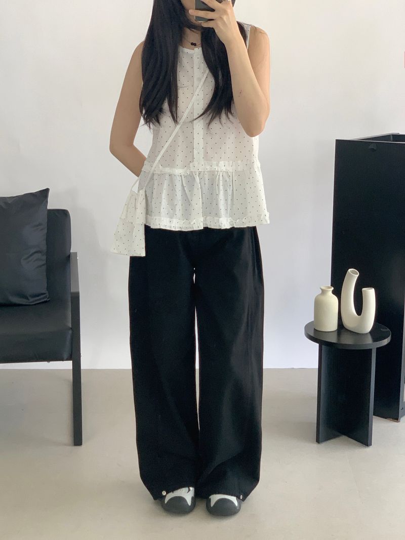 David Dot Frill Blouse Pouch Set