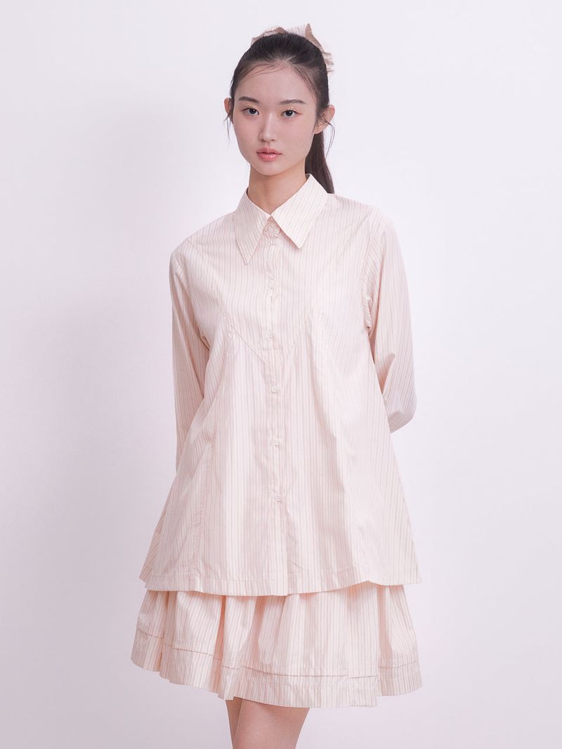 Innermuseum（インナーミュージアム）の「Classic flare-lined shirt (STRIPE)（Tops）」