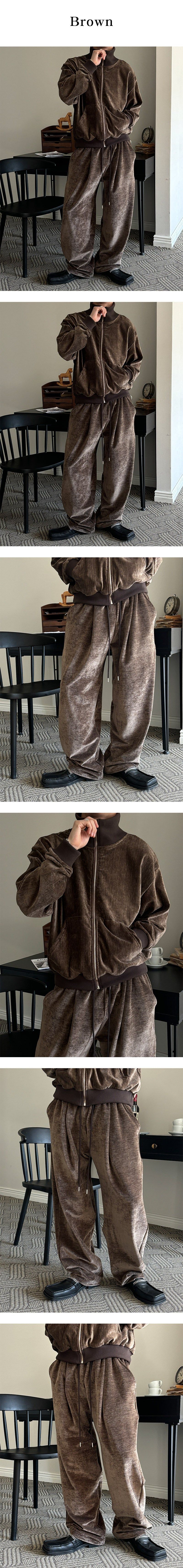 [SET UP가능] Velvet track zip up(4color)