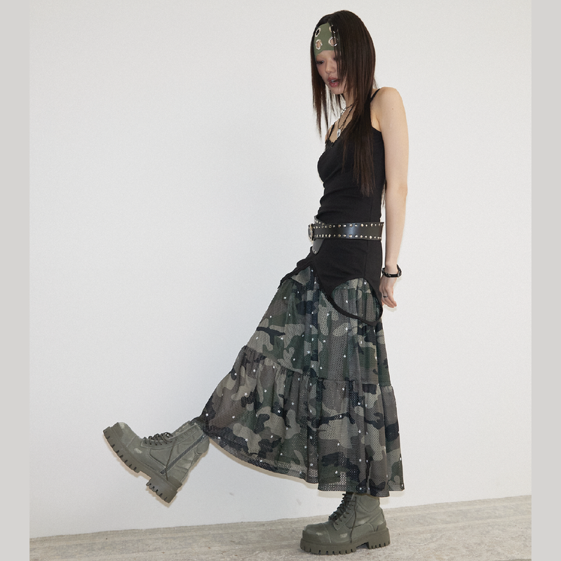 MESH STAR CAMO SKIRT