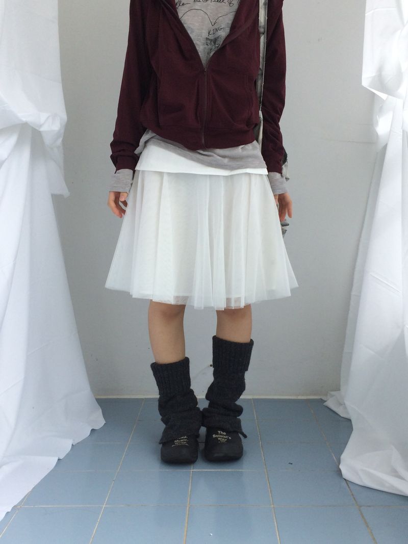 See-through curve layered skirt