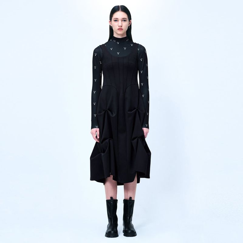 KIMZISU(キムジス)の「DOZI - Pintuck Jersey Dress _ Black(Dresses)」