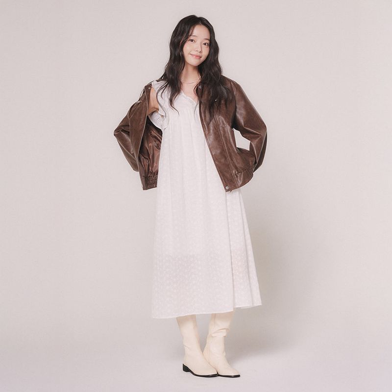 BOMBER LEATHER(FAUX) JACKET (brown)