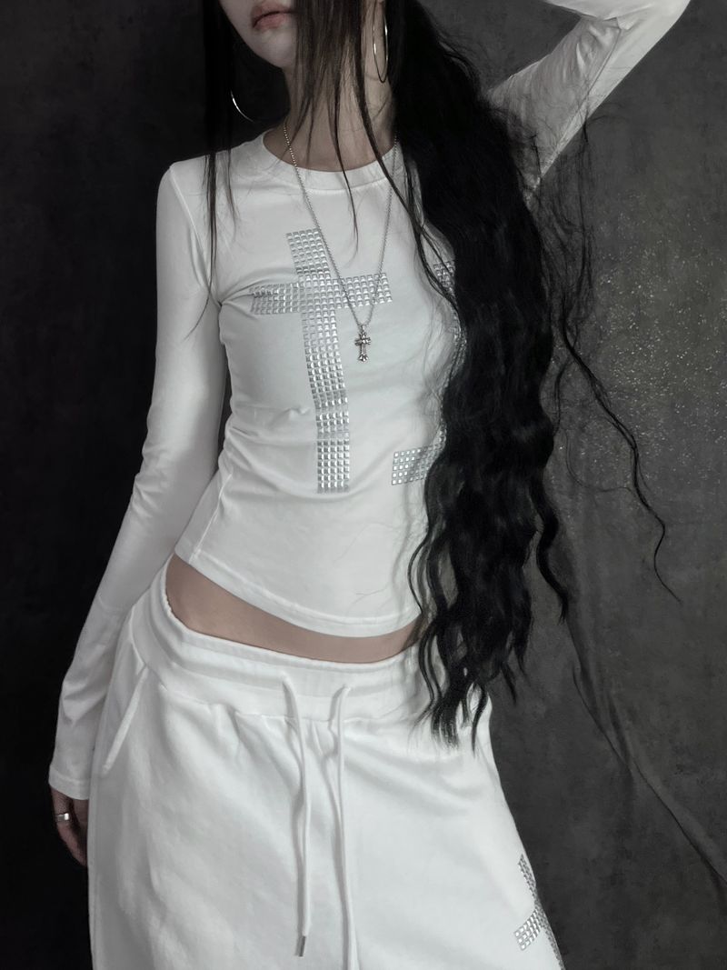 cross square stud T (2color)