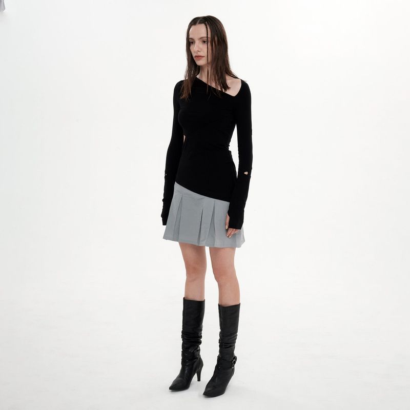 CUTOUT ZIPPER TOP(BLACK)
