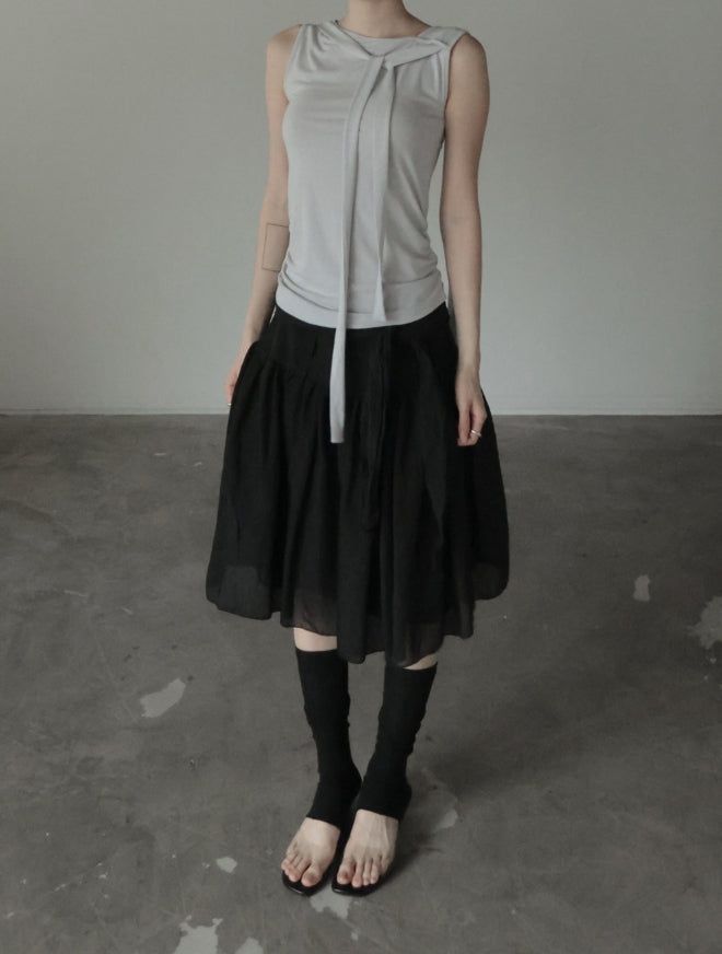 Fiel Knot Flare Midi Skirt