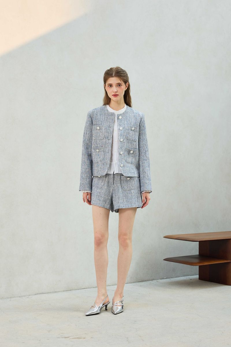CHERISH TWEED JACKET / SKY BLUE