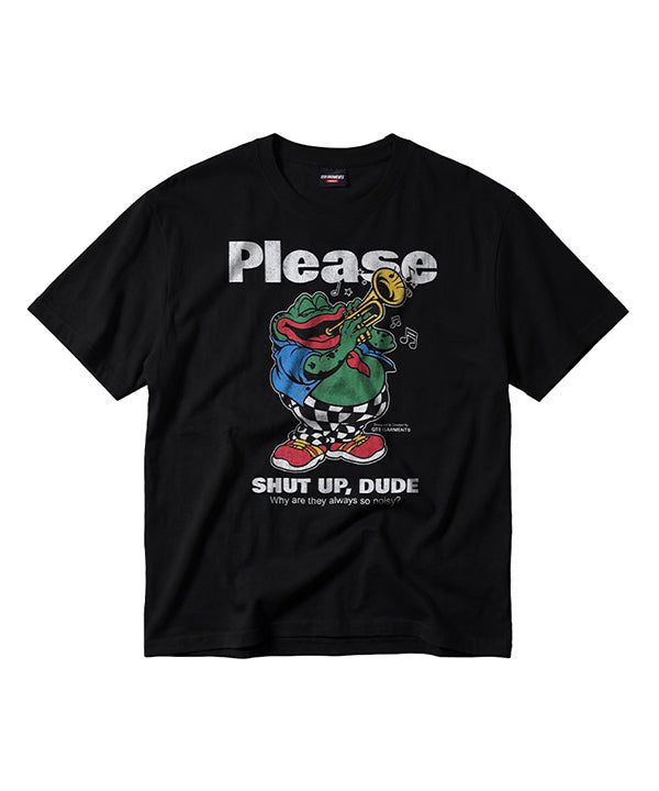 QT8 GARMENTS（キューティーエイトガーメント）の「LB Shut Up Frog Washed Tee (Black)（Tops）」
