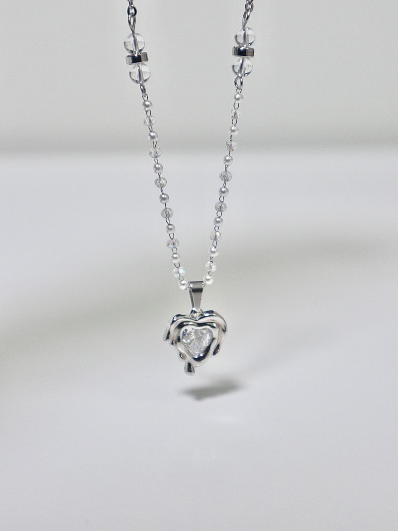 mood heart crystal necklace