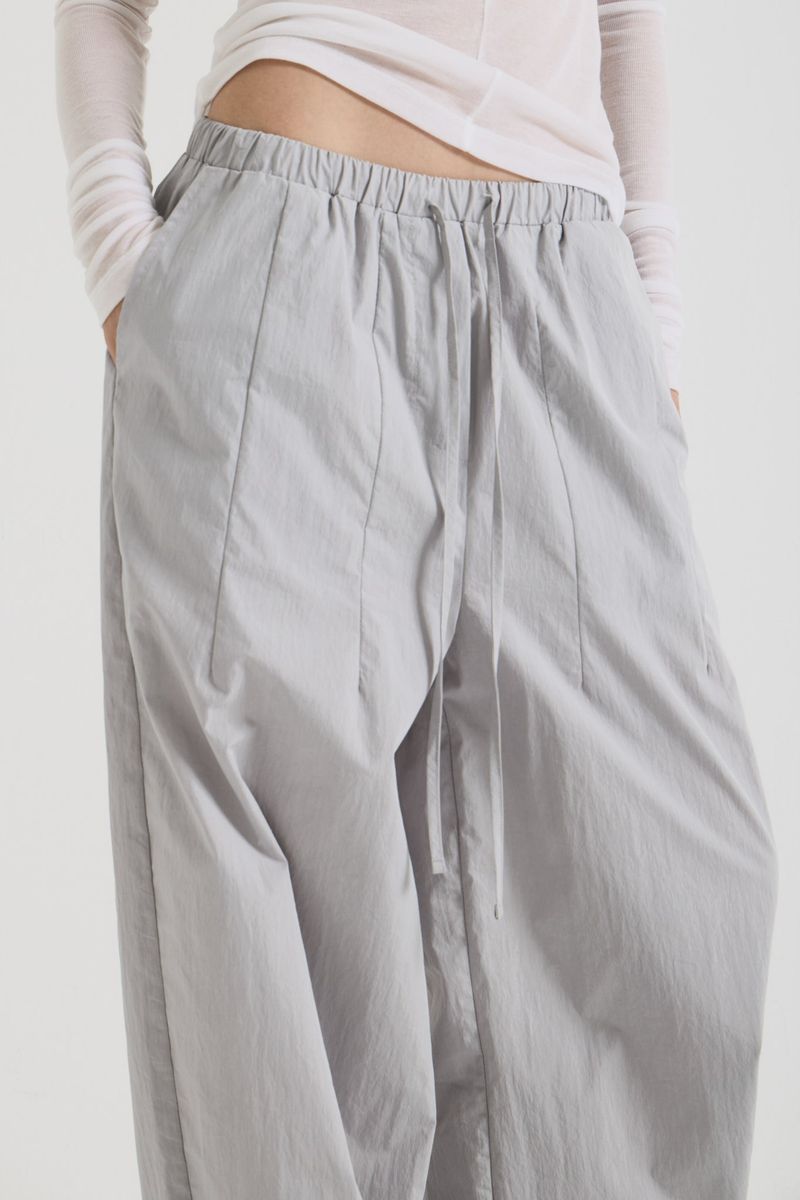 Cotton wide banding pants, Gray