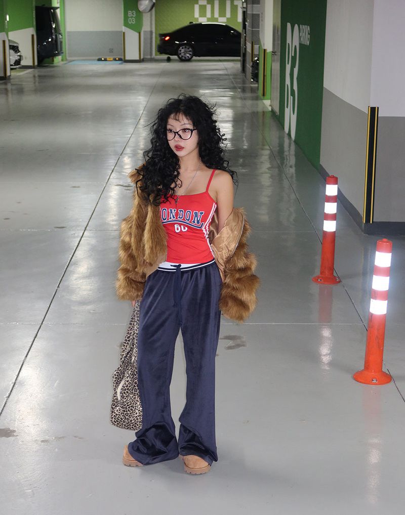 Velvet Coloring Sweats Wide Pants