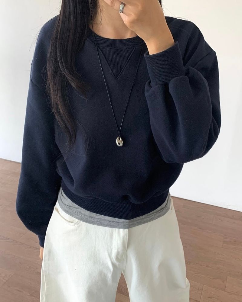 Burnt Overfit Balloon Crop Sweatshirts 4C